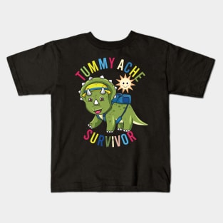 Tummy Ache Survivor Stomach Aches Dinosaurs Back To School Kids T-Shirt